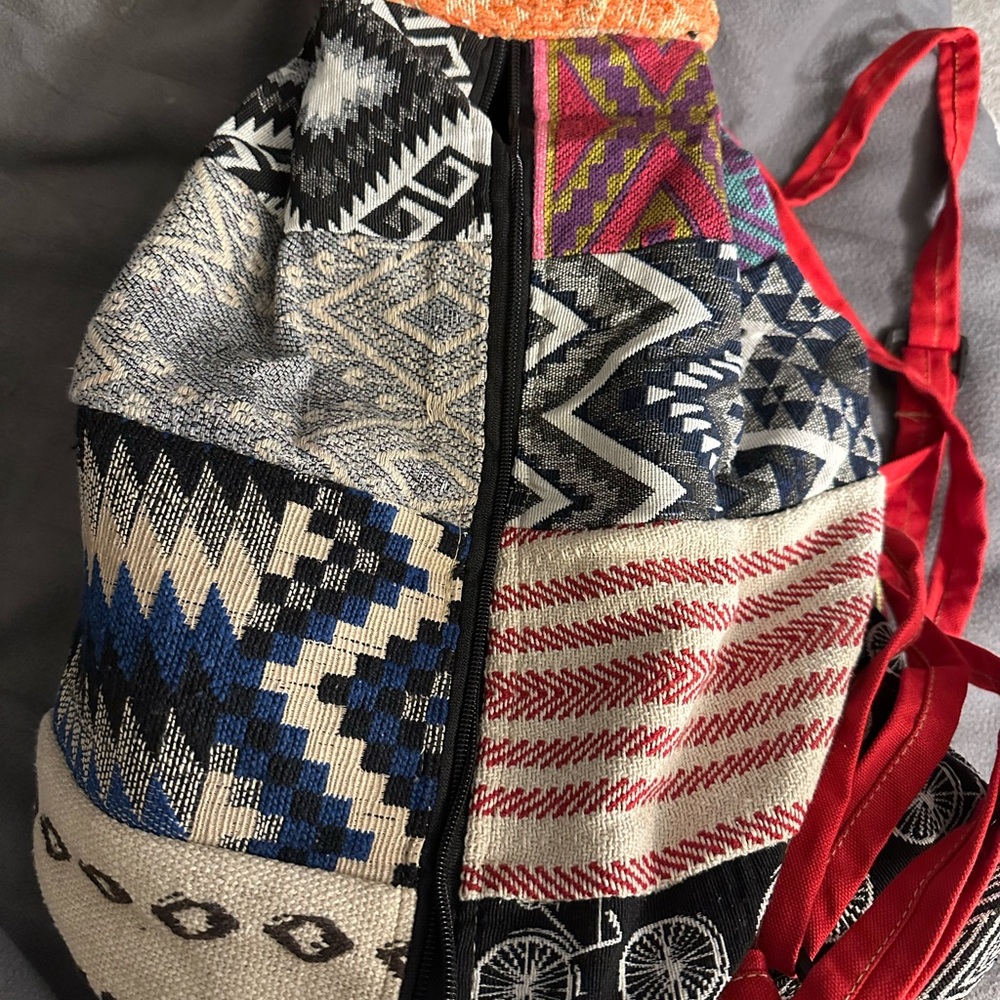 Sacred Threads Blue and Multicolor Pattern Backpa… - image 3